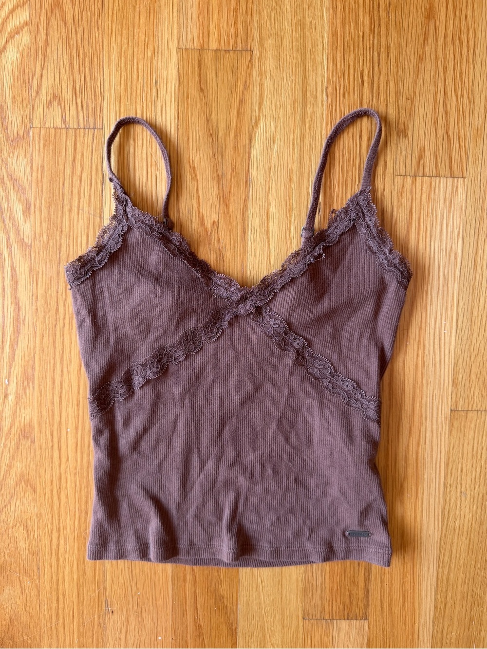 Hollister Brown Lace Trim Ribbed Cami Tank - Size XS